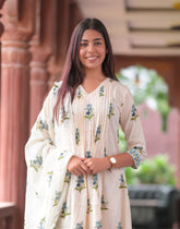 Arihantam Bluebell Breeze A-Line Cotton Printed Suit Set